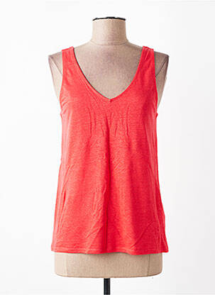 Débardeur col v sans manche rouge MAJESTIC FILATURES femme
