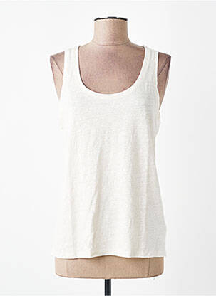 Débardeur coupe cintrée sans manche blanc MAJESTIC FILATURES femme