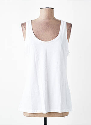 Débardeur coupe cintrée sans manche blanc MAJESTIC FILATURES femme
