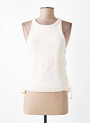 Top coupe cintrée sans manche beige SESSUN femme