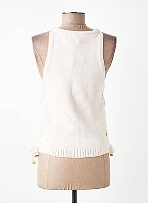 Top coupe cintrée sans manche beige SESSUN femme