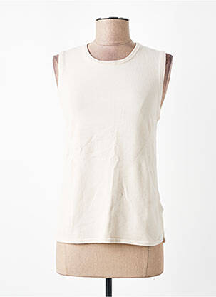 Débardeur stretch sans manche beige MAJESTIC FILATURES femme
