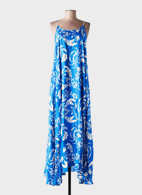 Robe longue imprimé fantaisie fines bretelles bleu FRNCH femme