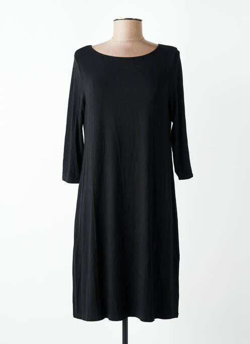Robe mi-longue manches longues manches longues noir MAJESTIC FILATURES femme