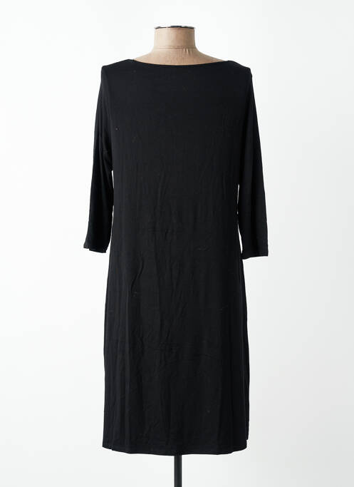 Robe mi-longue manches longues manches longues noir MAJESTIC FILATURES femme