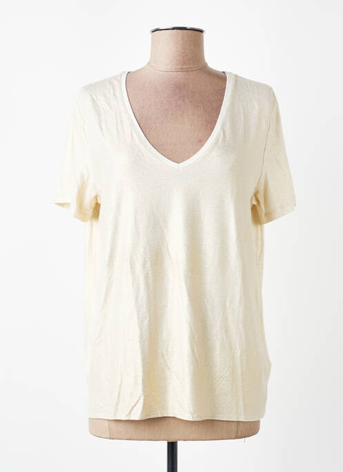 T-shirt coupe droite manches courtes or MAJESTIC FILATURES femme