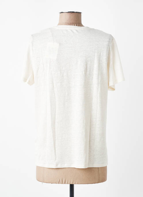 T-shirt col v manches courtes beige MAJESTIC FILATURES femme