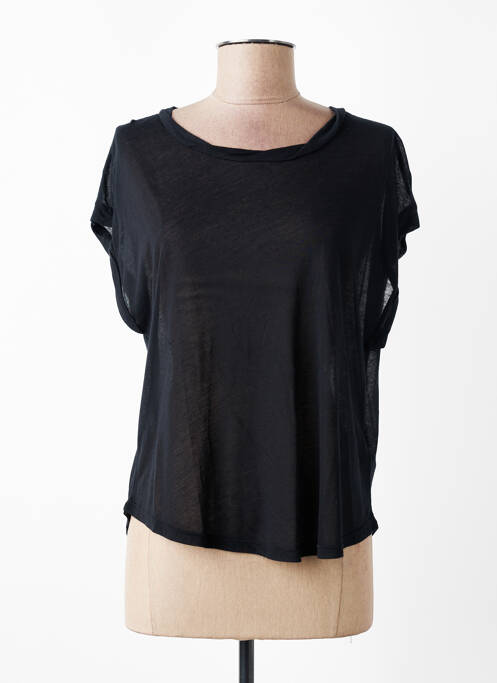 T-shirt coupe droite manches courtes noir MAJESTIC FILATURES femme