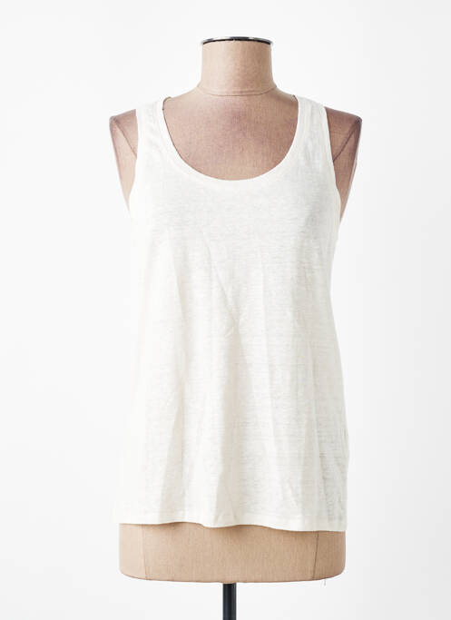 Débardeur coupe cintrée sans manche blanc MAJESTIC FILATURES femme
