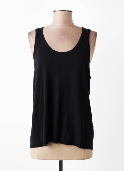 Débardeur coupe cintrée sans manche noir MAJESTIC FILATURES femme