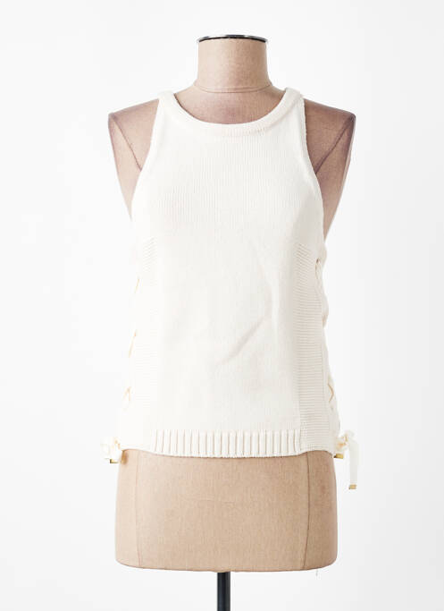 Top coupe cintrée sans manche beige SESSUN femme