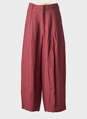 Pantalon large tissage popeline taille haute rouge AMERICAN VINTAGE femme