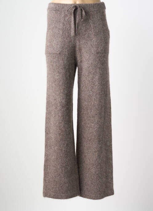 Pantalon flare stretch taille haute marron MAJESTIC FILATURES femme