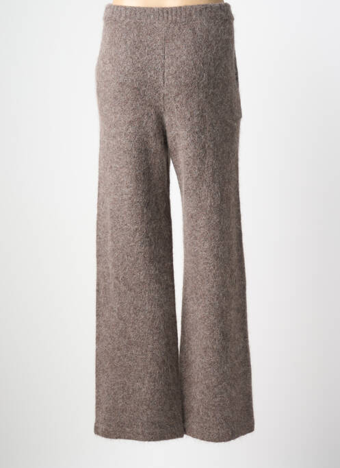 Pantalon flare stretch taille haute marron MAJESTIC FILATURES femme