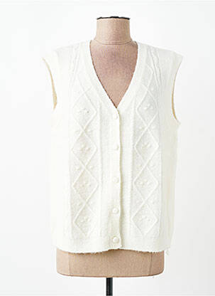 Gilet sans manche coupe droite blanc C'EST BEAU LA VIE femme