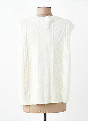 Gilet sans manche fermeture boutonnée sur le devant blanc C'EST BEAU LA VIE femme