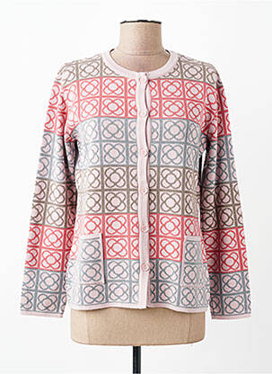 Gilet manches longues col rond rose I.ODENA femme
