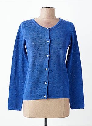 Gilet manches longues col rond bleu C'EST BEAU LA VIE femme