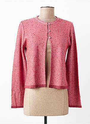 Gilet manches longues col rond rose I.ODENA femme