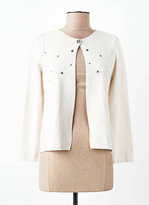 Gilet manches longues col rond beige I.ODENA femme