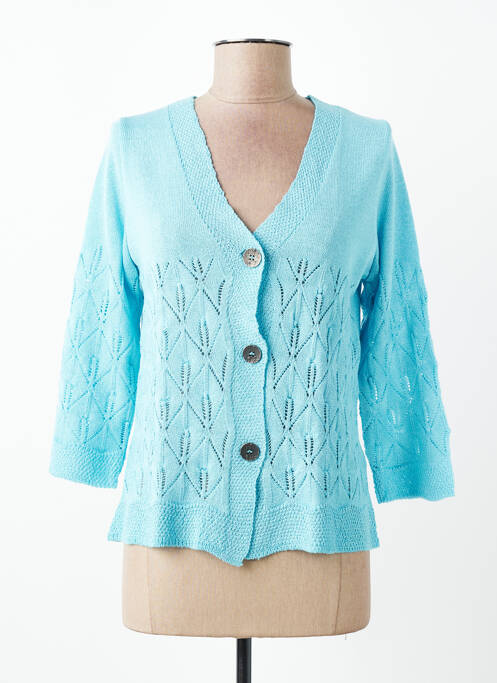 Gilet manches longues fermeture boutonnée sur le devant bleu I.ODENA femme