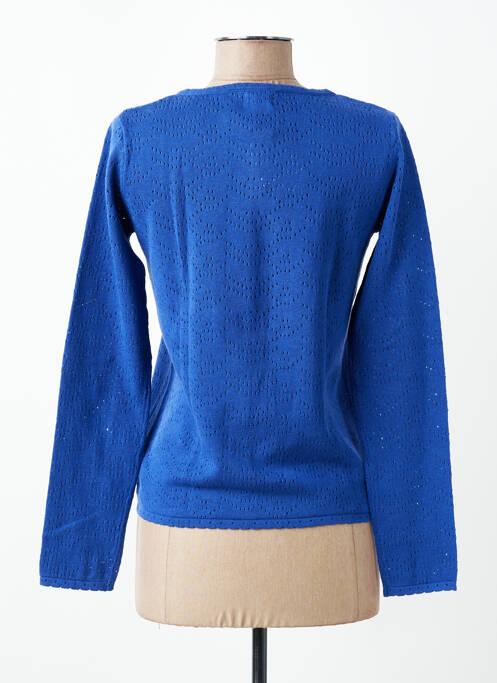 Gilet manches longues maille ajourée bleu C'EST BEAU LA VIE femme