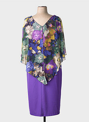 Robe mi-longue imprimé fantaisie manches courtes violet SPG WOMAN femme