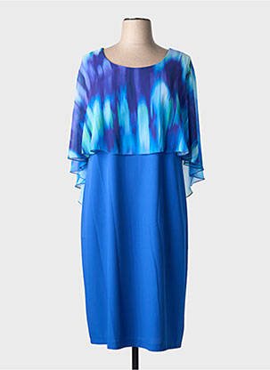 Robe mi-longue imprimé fantaisie manches courtes bleu SPG WOMAN femme