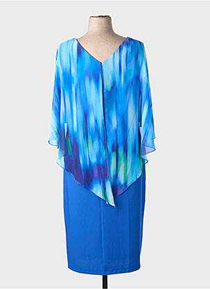 Robe mi-longue imprimé fantaisie manches courtes bleu SPG WOMAN femme