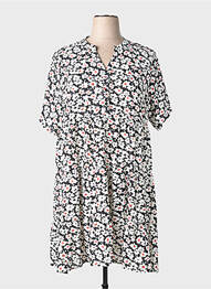 Robe courte coupe évasée manches courtes noir SPG WOMAN femme