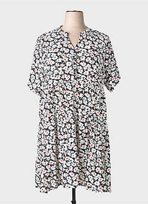 Robe courte coupe évasée manches courtes noir SPG WOMAN femme