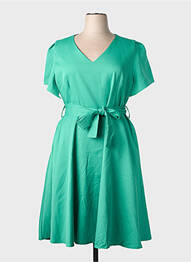 Robe mi-longue fermeture zippée au dos manches courtes vert J&J BY AFINITY femme