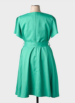 Robe mi-longue fermeture zippée au dos manches courtes vert J&J BY AFINITY femme