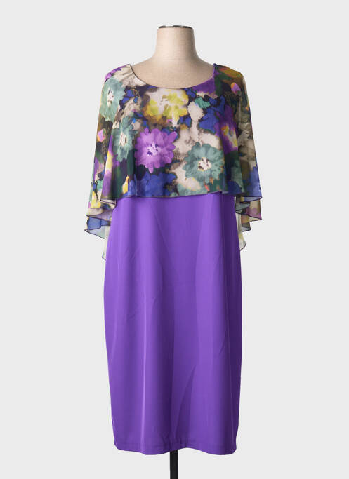 Robe mi-longue imprimé fantaisie manches courtes violet SPG WOMAN femme