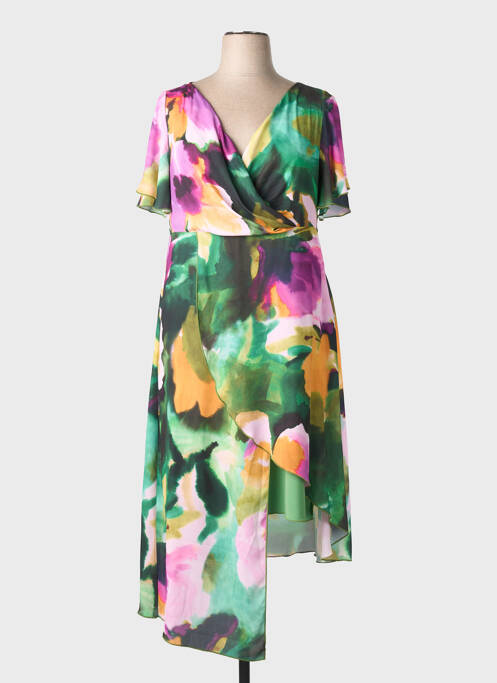 Robe mi-longue imprimé fantaisie manches courtes vert SPG WOMAN femme