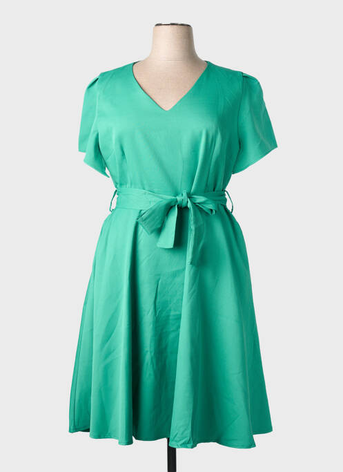 Robe mi-longue fermeture zippée au dos manches courtes vert J&J BY AFINITY femme