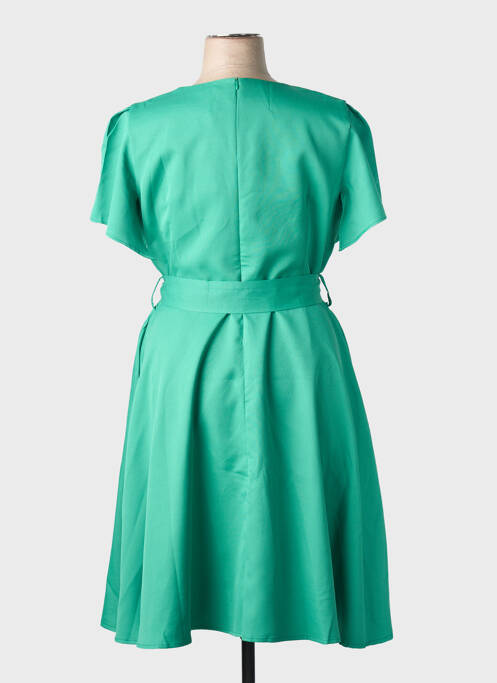 Robe mi-longue fermeture zippée au dos manches courtes vert J&J BY AFINITY femme
