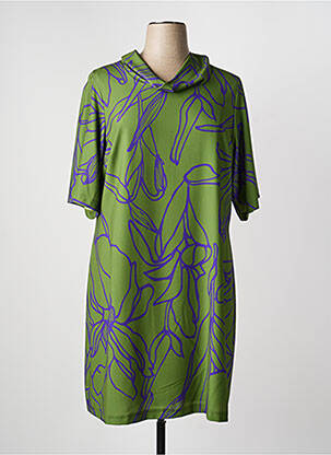 Robe mi-longue imprimé fantaisie manches courtes vert SPG WOMAN femme