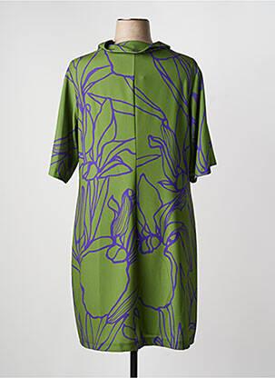 Robe mi-longue imprimé fantaisie manches courtes vert SPG WOMAN femme
