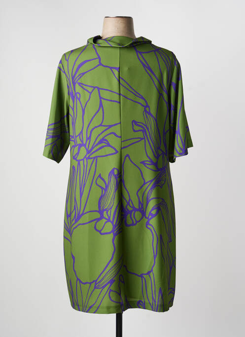 Robe mi-longue imprimé fantaisie manches courtes vert SPG WOMAN femme