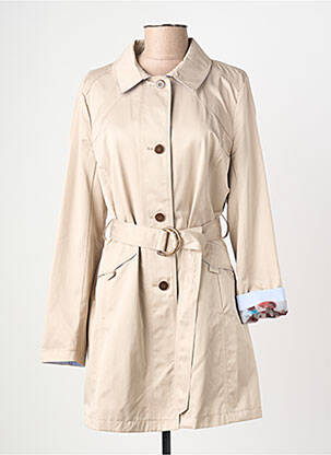 Trench finition intérieure doublure imprimée sans capuche beige REVER MILE femme