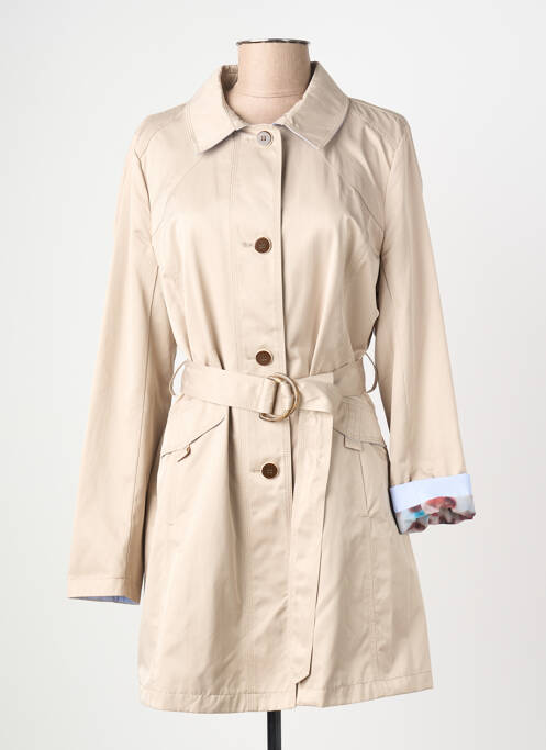 Trench finition intérieure doublure imprimée sans capuche beige REVER MILE femme
