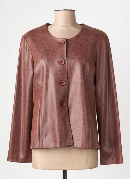 Veste casual col rond marron GEVANA femme