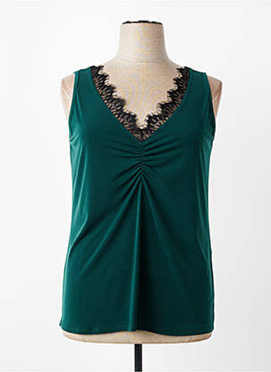 Top col v sans manche vert SPG WOMAN femme