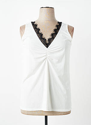 Top col v sans manche blanc SPG WOMAN femme