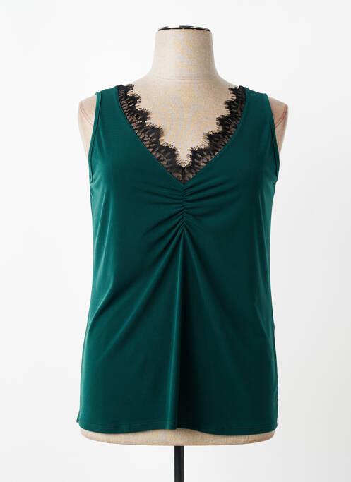 Top col v sans manche vert SPG WOMAN femme
