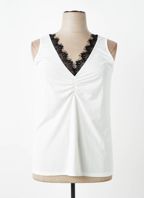 Top col v sans manche blanc SPG WOMAN femme