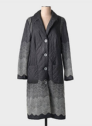 Manteau long coupe cintrée sans capuche gris FRANCE RIVOIRE femme