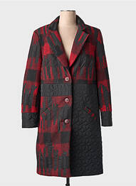 Manteau long coupe cintrée sans capuche rouge MERI & ESCA femme