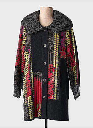 Manteau long coupe cintrée sans capuche noir GEVANA femme